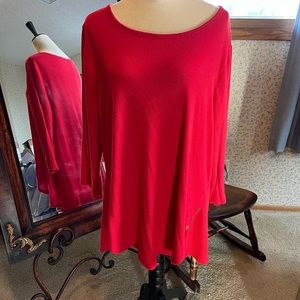 𝅺Lane Bryant EUC Red Three Quarter Sleeve Button Detail Sweater Sz 18/20